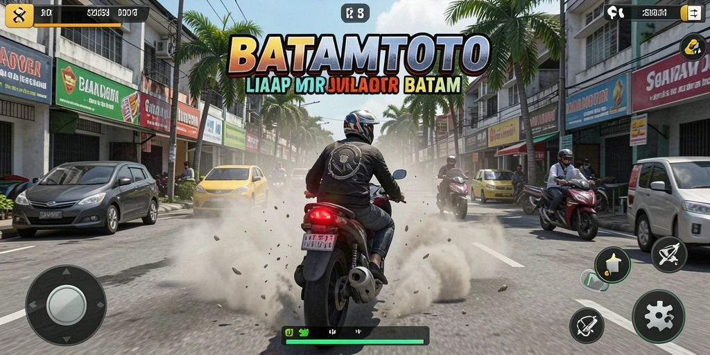 Gameplay seru dengan balapan motor di jalur Batam.