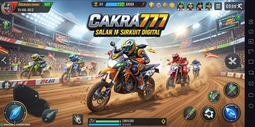 Tampilan gameplay CAKRA777 yang mendebarkan di sirkuit balapan.
