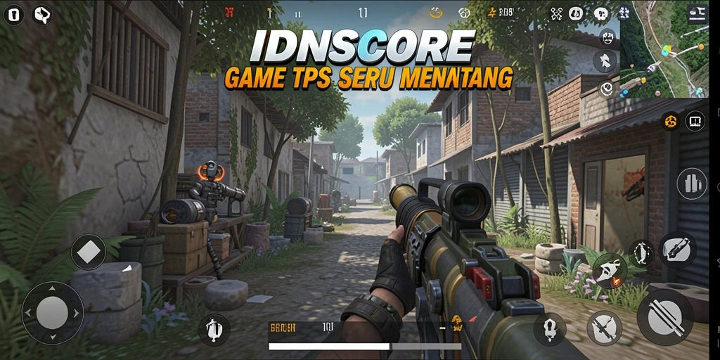 Tampilan menarik dari gameplay IDNSCORE saat bertarung di arena TPS.