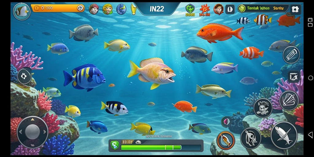 Tangkapan layar gameplay IN22 dengan aksi seru Tembak Ikan.