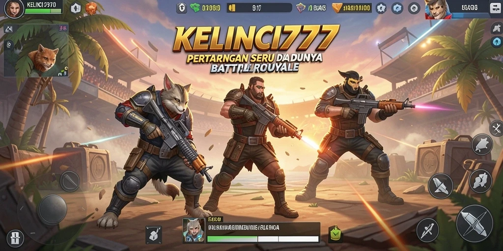 Tampilan seru gameplay KELINCI777 dalam pertempuran Battle Royale.