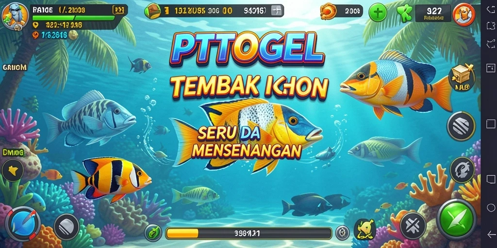 Tampilan gameplay seru dalam PTTOGEL dengan aksi tembak ikan.