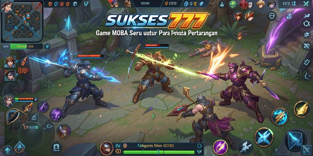 Tampilan gameplay seru dari SUKSES777 dengan pertarungan MOBA menarik.